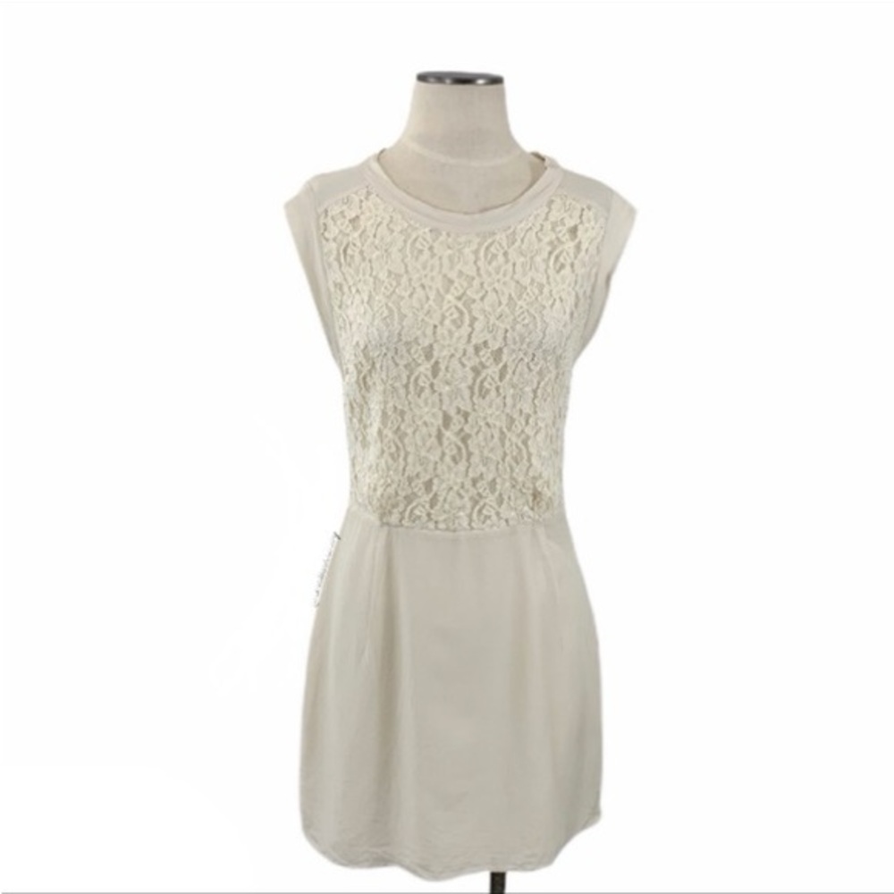 Aritzia Wilfred Cream Lace Silk Mini Dress